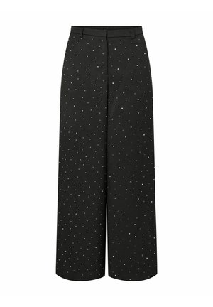 Pieces, HIGH WAISTED TROUSERS PCFALKE RHINESTONE - Pantalon classique - mottled black