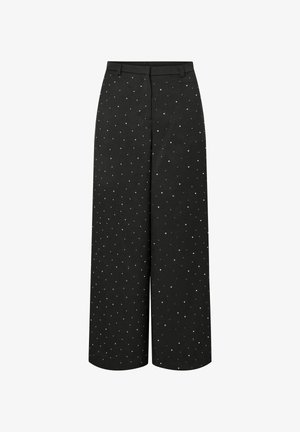 Pieces, HIGH WAISTED TROUSERS PCFALKE RHINESTONE - Pantalon classique - mottled black