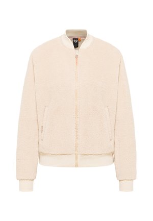 Faux fur bomberjakke i creme, med fuld lynlås foran, ribbede manchetter og kant, samt sidelommer. Blød tekstur med et luksuriøst udseende.