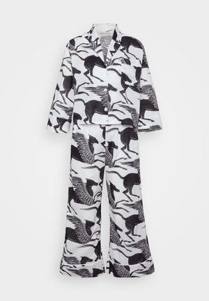 Desmond & Dempsey PEGASUS BOXY SHIRT WIDE LEG - Pyjama - white/black