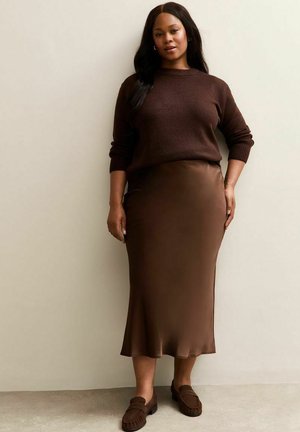 New Look Curves CURVES MIDI - Falda de tubo - dark brown