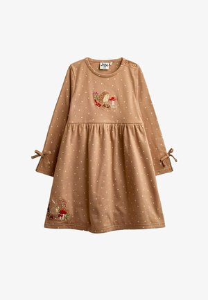 JoJo Maman Bébé, SPOT APPLIQUÉ DRESS - Jerseykleid - mid brown woodland