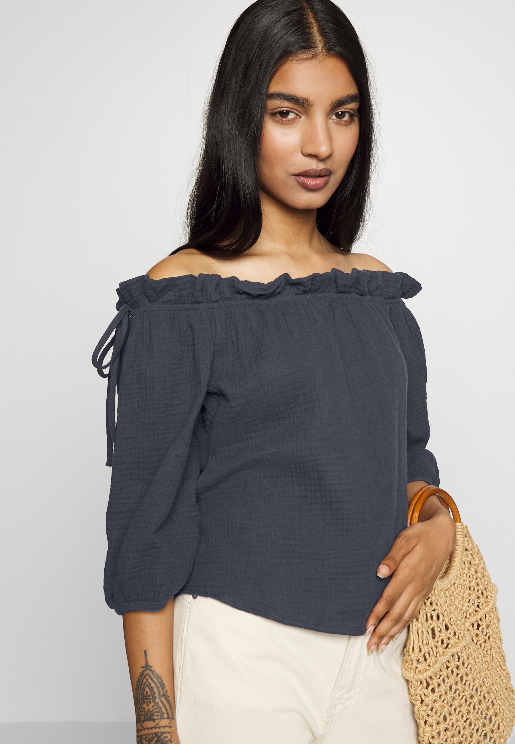 Only Petite Onltilla Thyra Off Shoulder Blouse phantom, Women's, Size: XXS, Grey