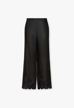 Elena Mirò, PANTALONI CON BORDI RICAMATI - Pantalon classique - nero