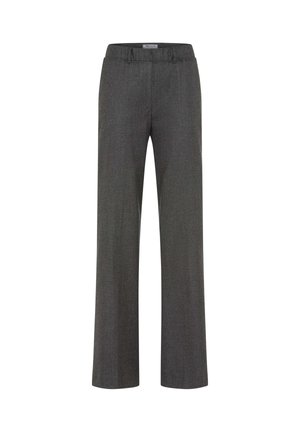 Grau, weit geschnittene Hose aus strukturiertem Stoff; verfügt über einen elastischen Bund für Komfort und bietet ein minimalistisches Design.