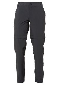 Svarta zip-off vandringsbyxor i lätt, vattenavvisande tyg. Har flera fickor och förstärkta sömmar för hållbarhet.