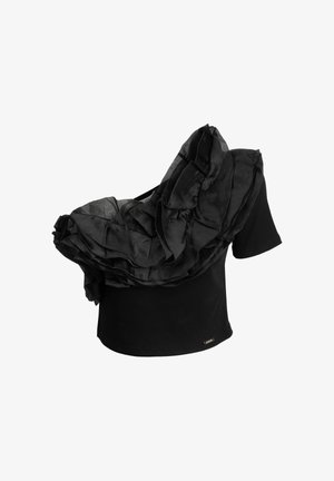 INFLUENCER, FLOUNCE ONE SHOULDER - T-shirt print - black