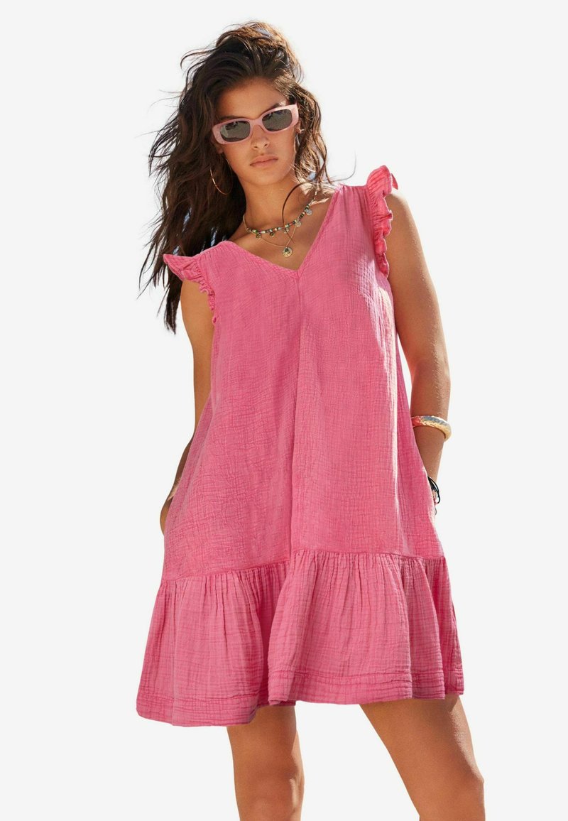 Next TIE BACK RUFFLE SLEEVE TALL  - Denné šaty - pink