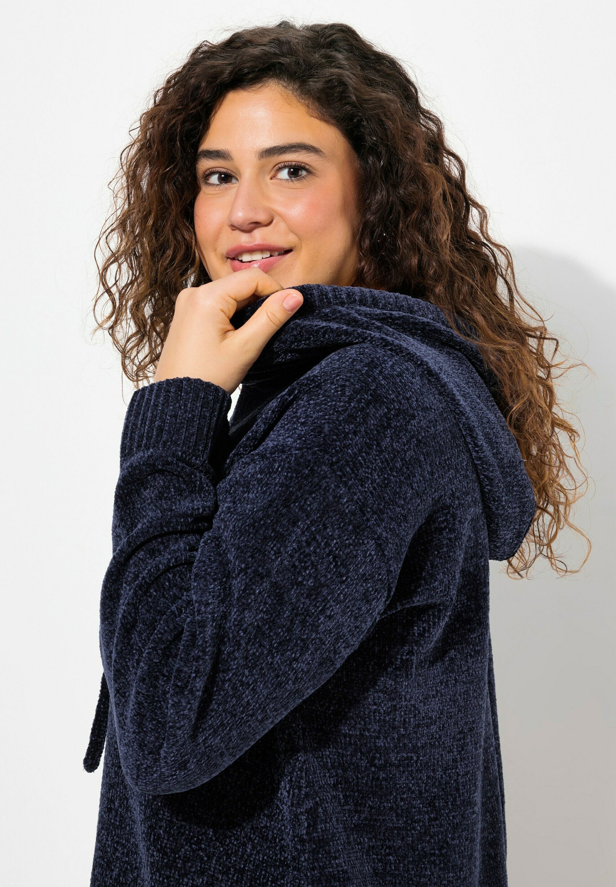 Ulla Popken Damen Pullover Aus Chenille – Oversized Mit Stehkragen Und Langarm (weicher Strukturstrick)