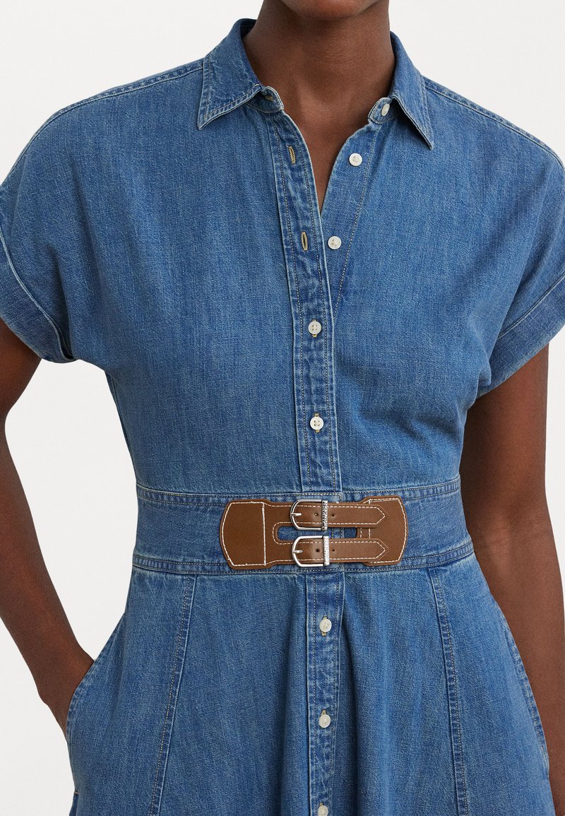 ralph lauren petite denim dress Lauren Ralph Lauren Petite DENIM LONG SLEEVE MIDI DRESS - Denim dress - dark rinse wash/blue denim