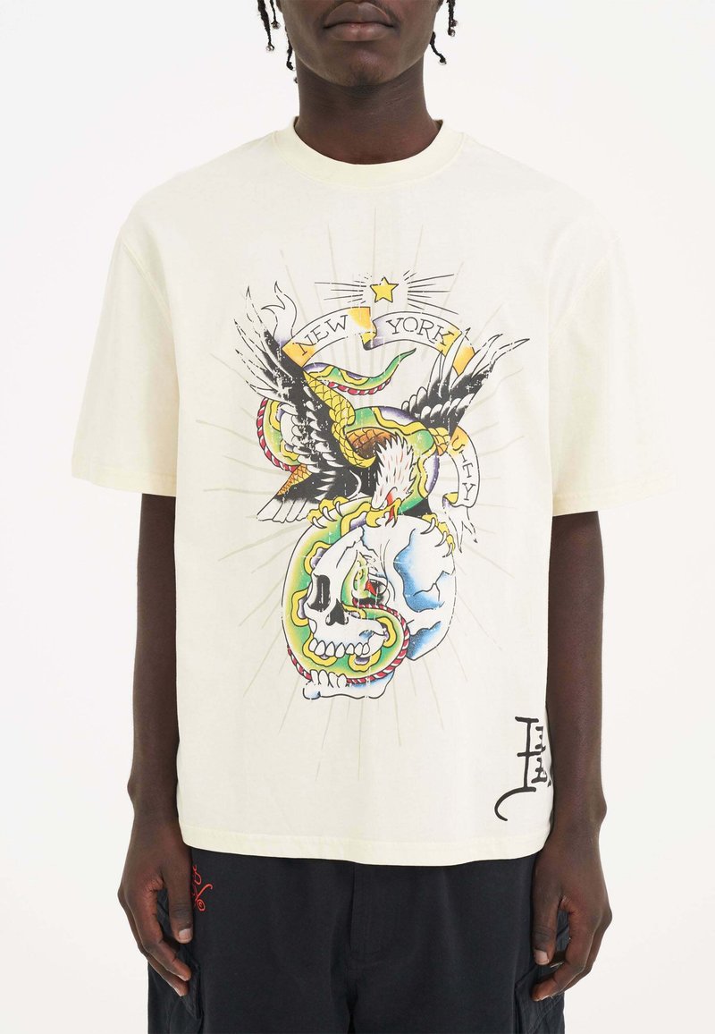 Ed Hardy EAGLE SNAKE BATTLE  - T-shirts print - beige