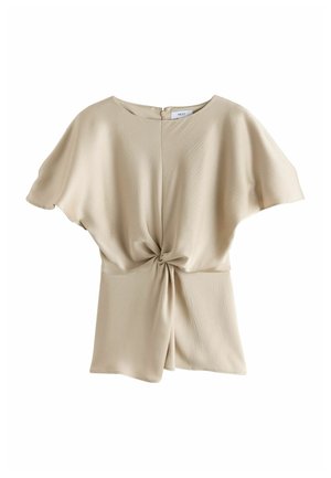 Next, REGULAR FIT - TEXTURED SATIN SHORT SLEEVE TWIST FRONT TOP - Bluse - champagne gold