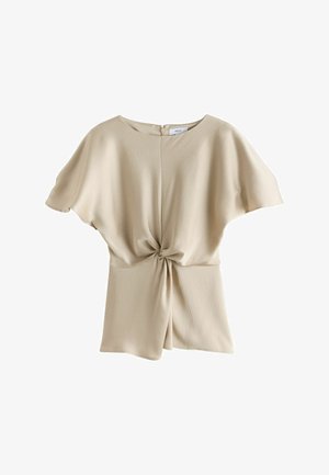 Next, REGULAR FIT - TEXTURED SATIN SHORT SLEEVE TWIST FRONT TOP - Bluse - champagne gold