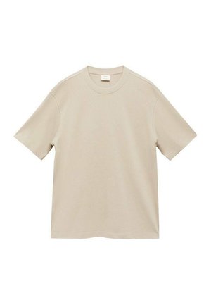 Beige kortermet t-shirt lavet af blød bomuld, med en rund halsudskæring og en lige pasform med minimale sømdetaljer.