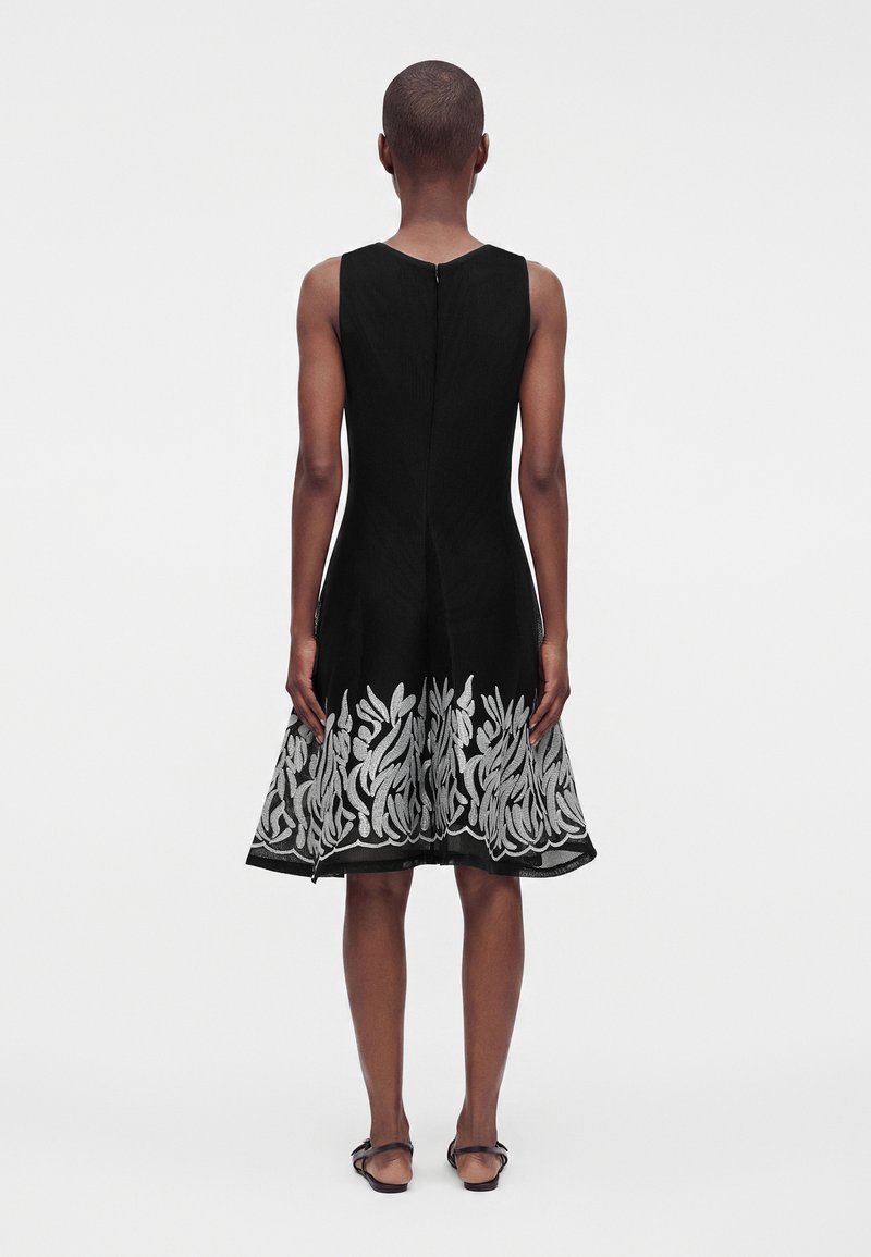 DKNY EMBROIDERED FIT AND FLARE - Cocktail dress / Party dress - black/ivory/ black