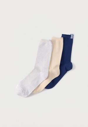 UNISEX 3 PACK - Nogavice - crystal linen/light grey heather/dark blue