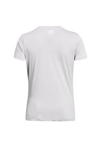 Hvit kortermet t-skjorte laget av myk stoff. Rund hals med en liten logodetalj på øvre rygg. Jevn tekstur og avslappet passform.