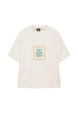 PULL&BEAR, EMBROIDERED STAR - T-SHIRT - T-shirt imprimé - beige