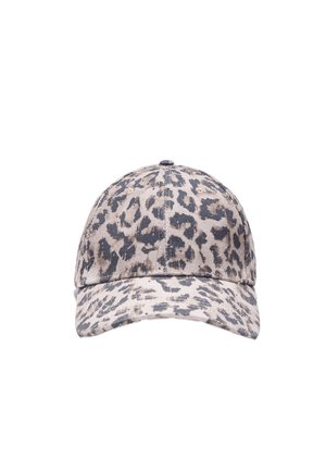 Stradivarius, LEOPARD PRINT CAP WITH RHINESTONES - Šiltovka - brown