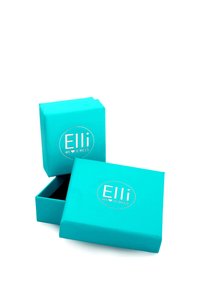Set kutija za nakit u tirkiznoj boji s sjajnom završnom obradom. Sadrži kružni logo s natpisom "Elli WE ♥ JEWELS." Jedna kutija je lagano otvorena.
