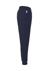 Navyblauwe joggingbroek van een katoenmix, met een elastische tailleband, een trekkoord, zijzakken en geribde boorden.