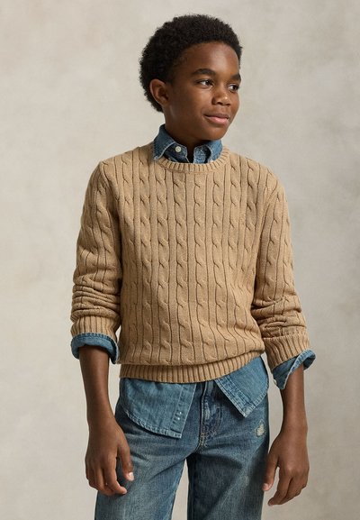 Polo Ralph Lauren CABLE-KNIT COTTON SWEATER 7-14Y - Striktrøje - camel heather