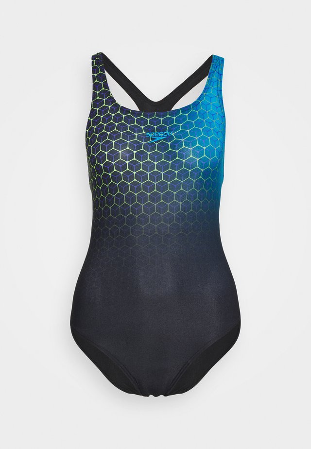 PLACEMENT MEDALIST - Swimsuit - black/pool/violet/fluo yellow
