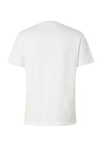 T-shirt blanc uni à manches courtes présenté de dos sur fond blanc.