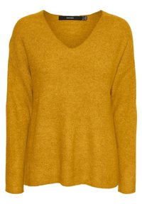 Vero Moda - VMCREWLEFILE V-NECK - Trui - golden yellow Miniatuurafbeelding 1