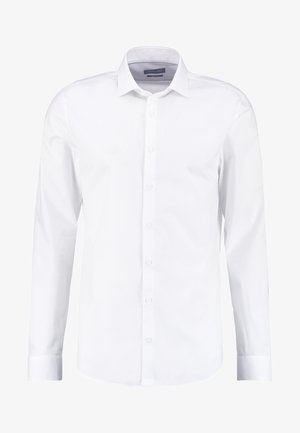 Witte overhemd met lange mouwen van gladde katoen, met een knoopsluiting aan de voorkant, een spread collar en manchetten met één knop.