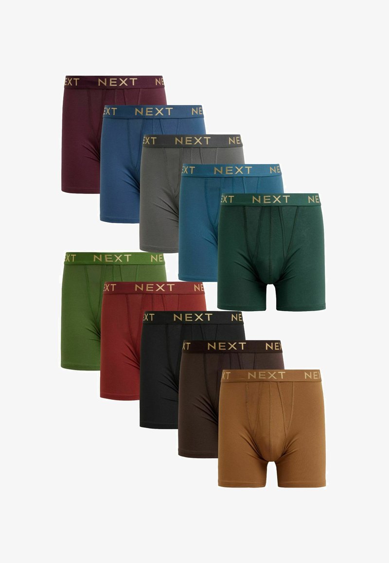 Set van tien heren boxershorts in verschillende kleuren, met een zachte stof, elastische tailleband met "NEXT" logo en een aansluitend ontwerp.