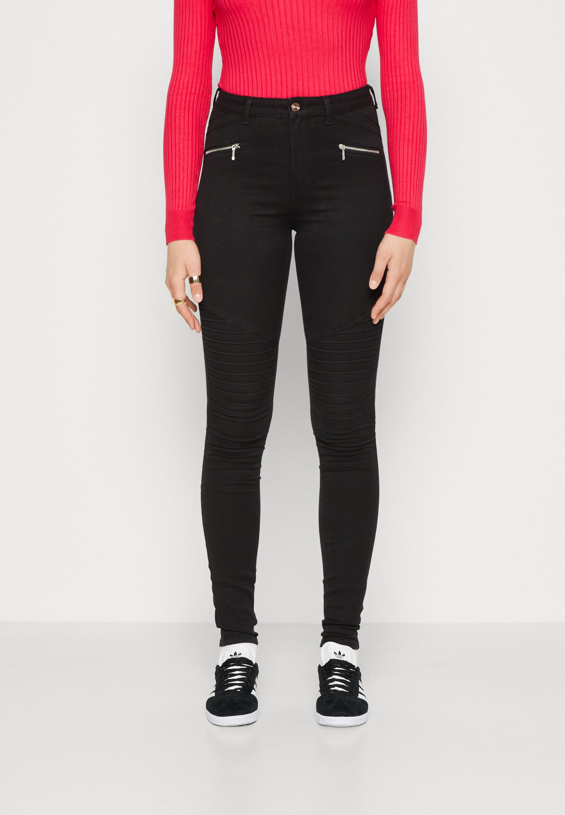 Vaqueros Ajustados ONLY Onlroyal Para Mujer | Estilo Biker Con Cremallera | Tiro Alto Y Tejido Elástico | Ideal Para Looks Casuales
