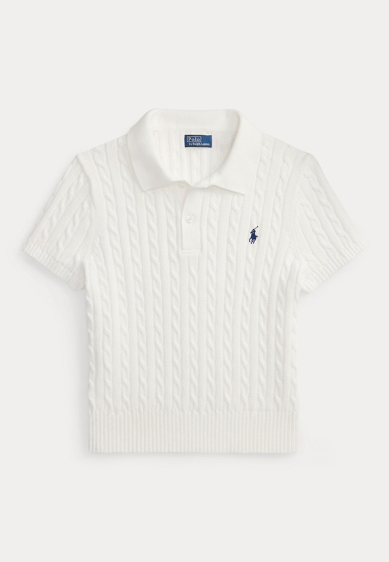 Polo Ralph Lauren CABLE-KNIT COTTON CROPPED POLO SHIRT - Poloskjorter - white/hvit - Zalando.no