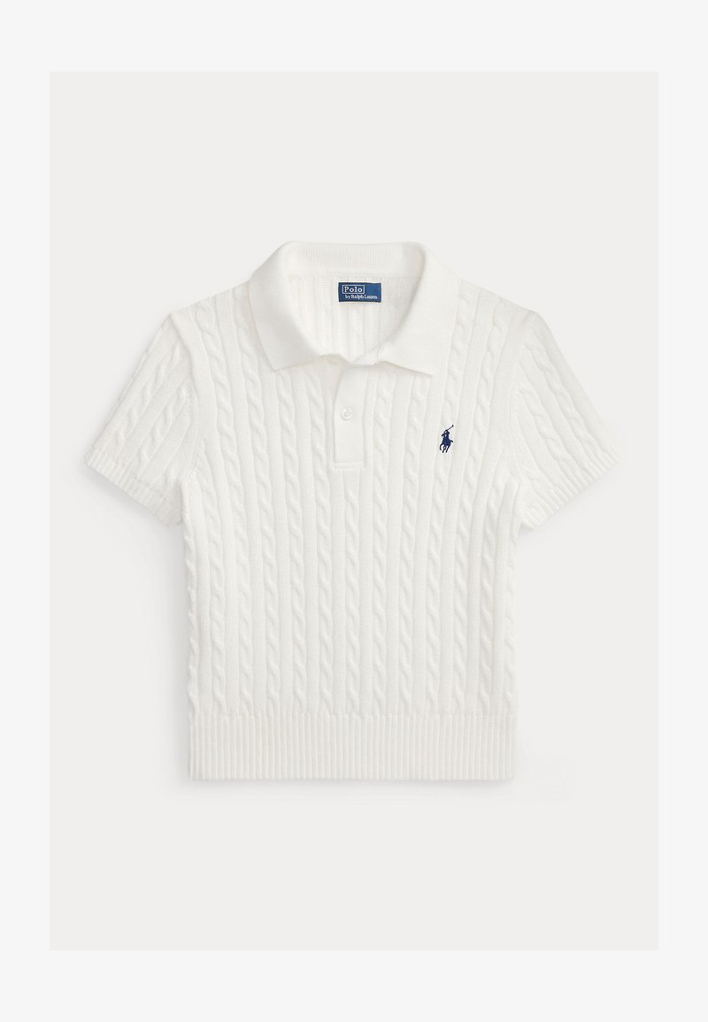 Polo Ralph Lauren CABLE-KNIT COTTON CROPPED POLO SHIRT - Poloskjorter - white/hvit - Zalando.no