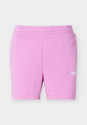 Light purple Puma shorts with elastic waistband and white Puma logo on the lower right leg, displayed against a plain background.