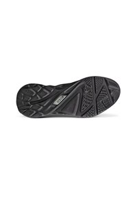 Black rubber shoe sole featuring a textured design with triangular and oval patterns, marked with the brand name "ECCO."