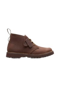 Bordeaux lederen enkelboots met een ronde neus, gouden veters en een label. Geweven accenten en een getextureerde rubberen zool. Lichtgewicht ontwerp voor comfort.