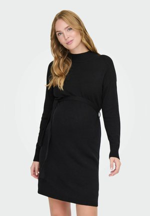 ONLY MATERNITY, OLMLEVA LS BELT DRESS KNT NOOS - Strikkjoler - black