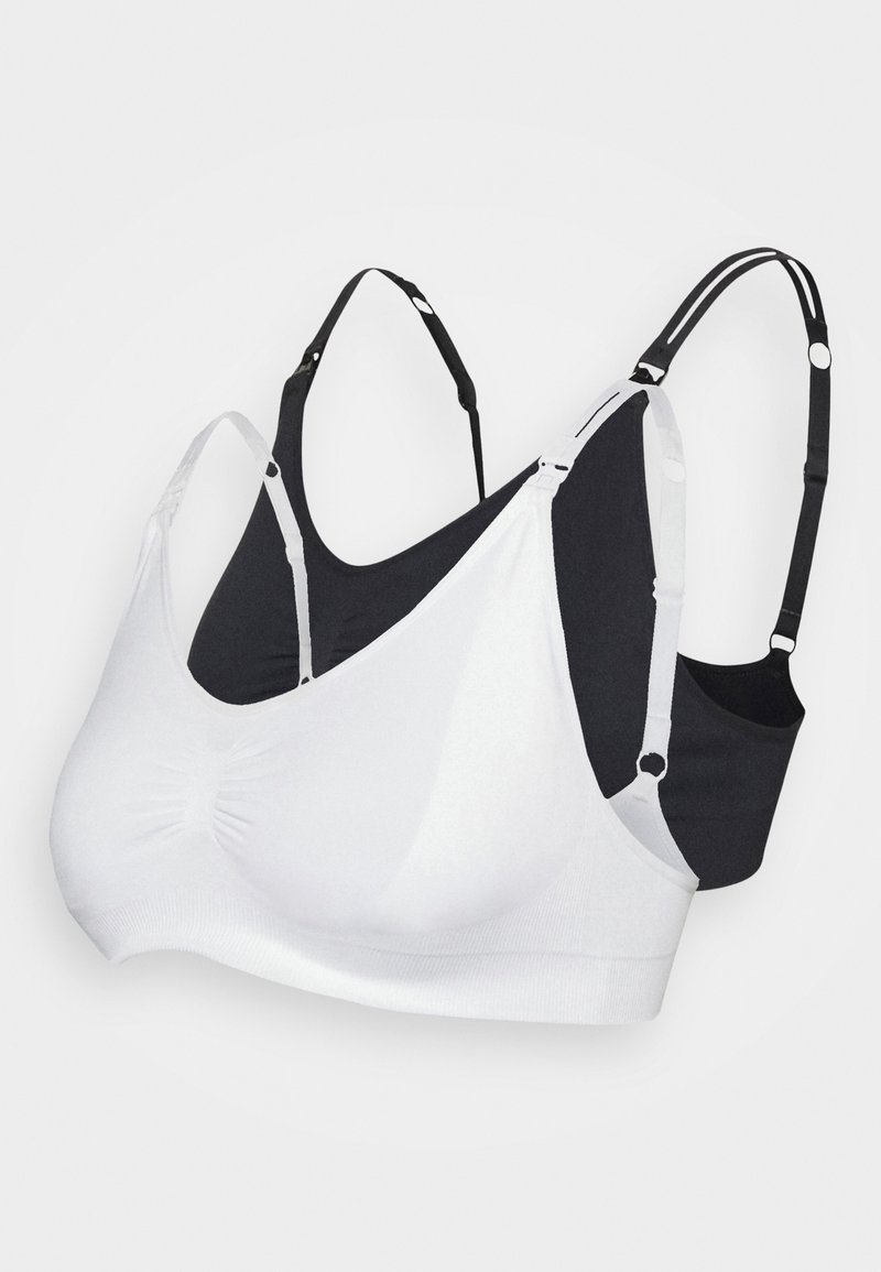 Lindex - SEAMLEAS NURSING BRA 2 PACK - T-skjorte-BH - black/white, Forstørre