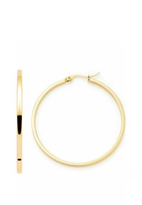 Boucles d'oreilles en or avec une finition polie, présentant un design fin et rond, ainsi qu'une fermeture à clip sécurisée pour un enfilage facile.