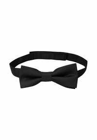 Papillon nero con tessuto testurizzato, caratterizzato da un nodo centrale e una cinghia regolabile. Design semplice, adatto per occasioni formali.