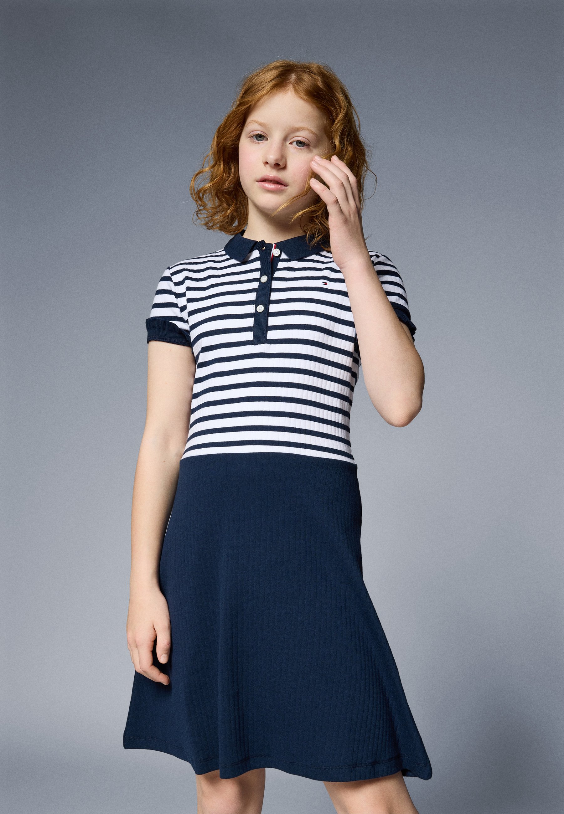 Tommy Hilfiger POLO SKATER DRESS Robe de jour dark night navy