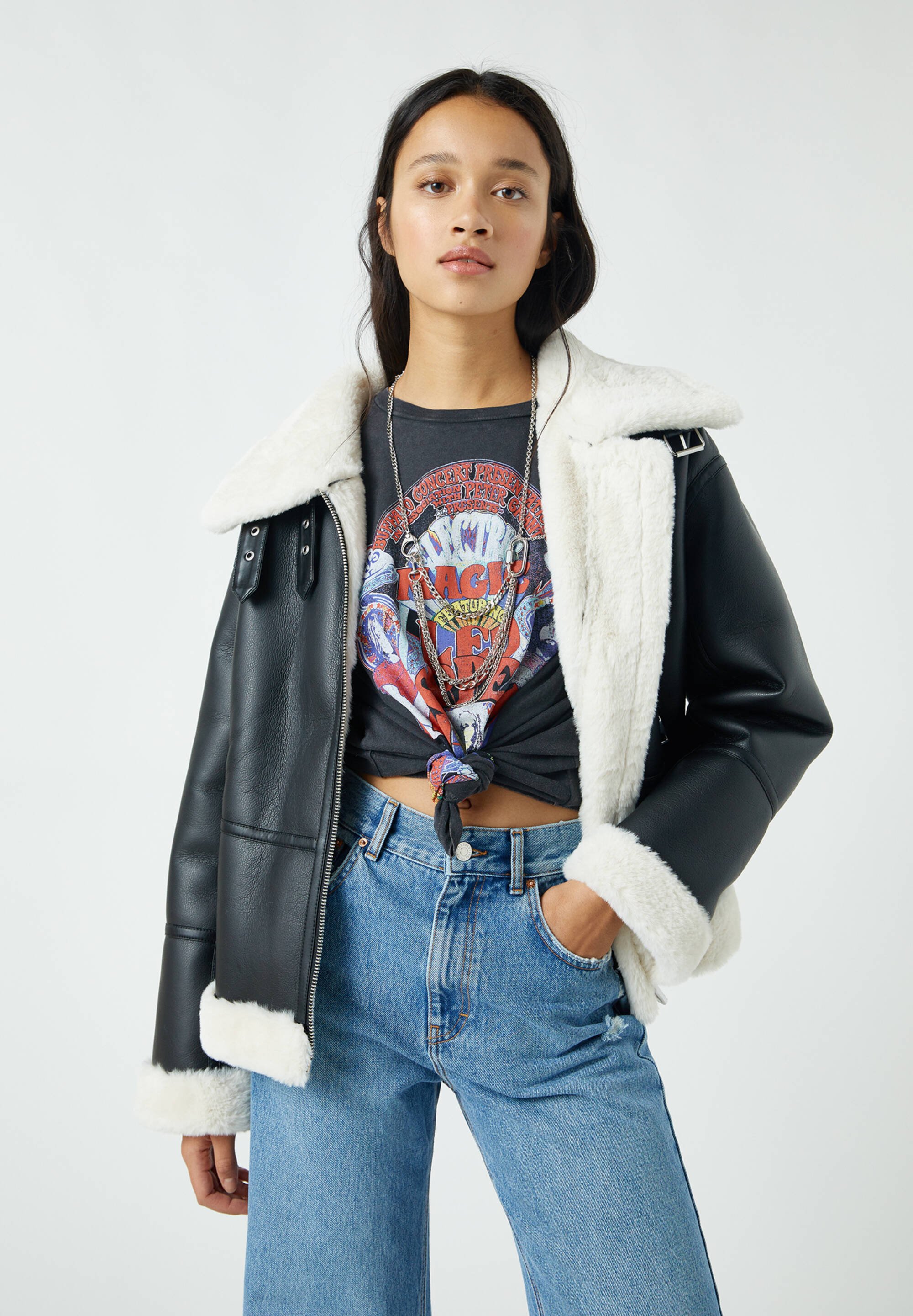 veste simili cuir pull and bear