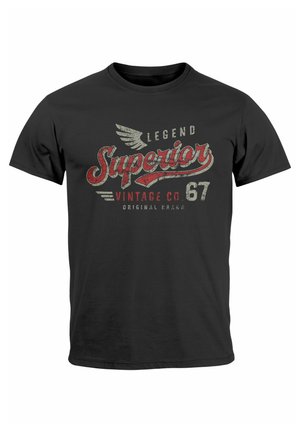 VINTAGE RETRO MOTIV SCHRIFTZUG SUPERIO - Print T-shirt - anthrazit