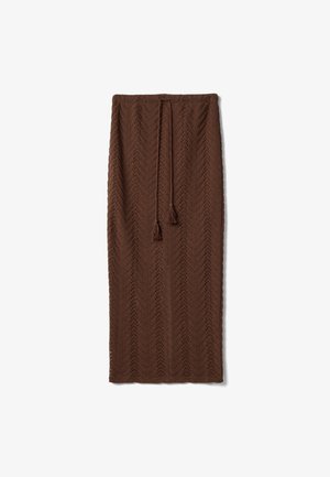 PIOMBO, SKIRT IN A REGULAR FIT WITH OPENWORK DESIGN - Pencil skirt - chocolate brown