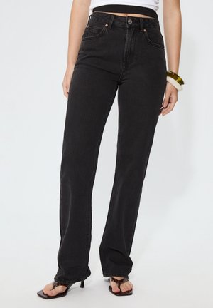 Straight leg jeans - mottled black