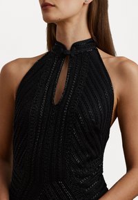 Lauren Ralph Lauren RUFFLE-TRIM BEADED MESH HALTER GOWN - Alkalmi viselet - black