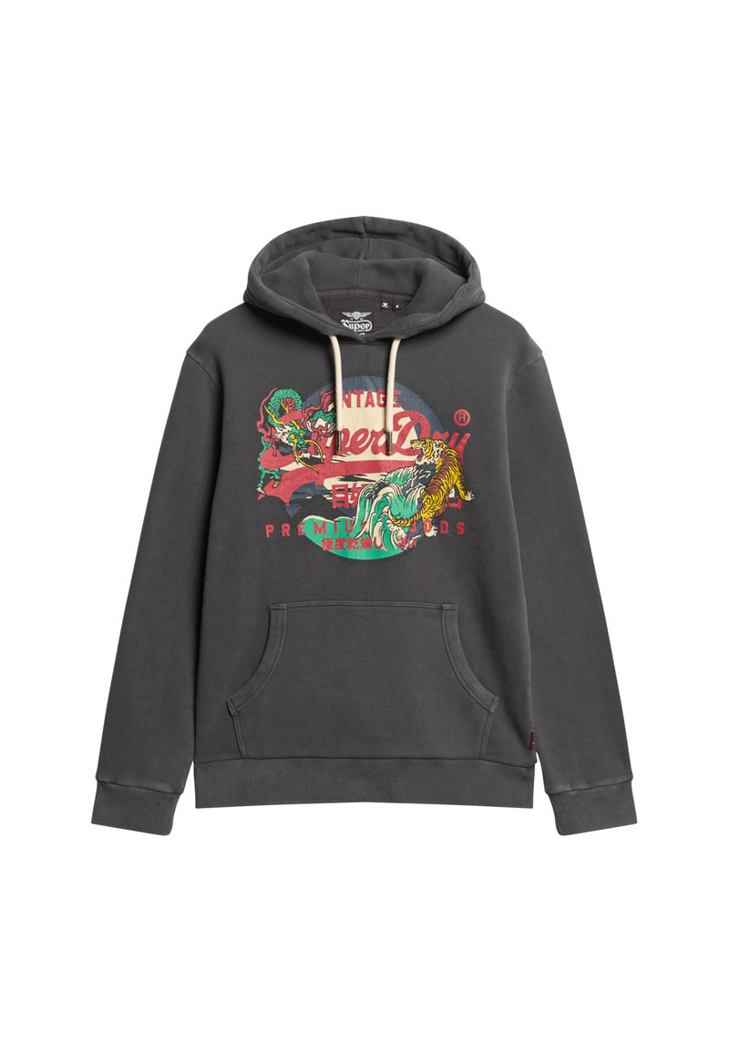 Sweat à Capuche Superdry Homme – Noir Taille M – Imprimé Graphique Vintage – Sportwear
