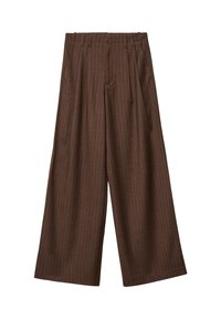 STRIPED SMART WITH DARTS - Hlače - dark brown