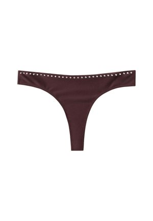 Chilot tanga maro închis cu mici tintețe argintii distribuite uniform pe talie.